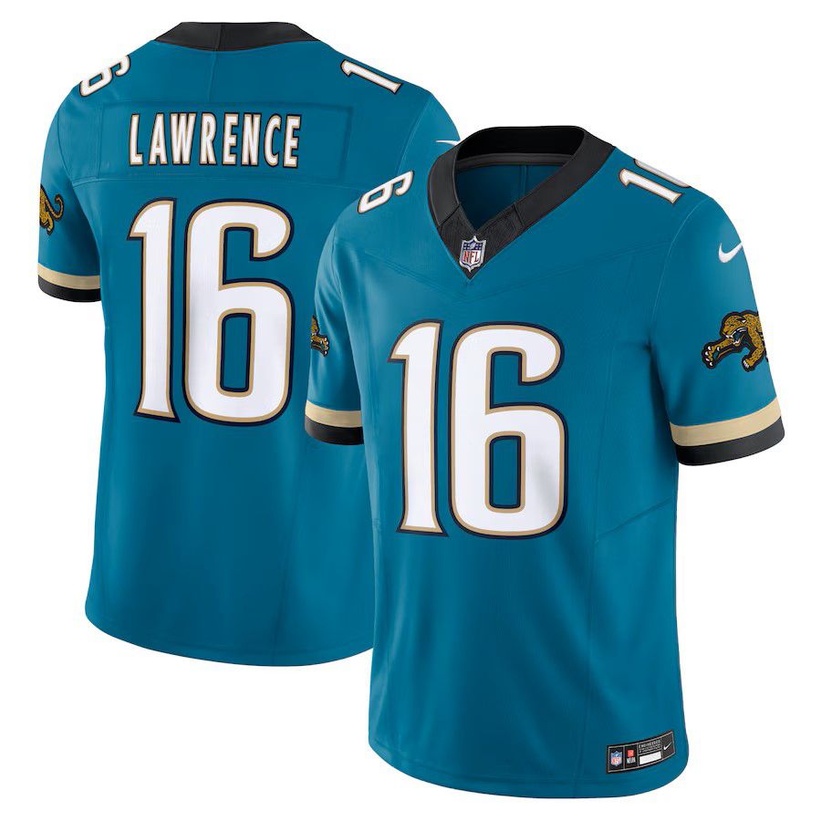 Men Jacksonville Jaguars #16 Trevor Lawrence Green Nike Throwback Vapor F.U.S.E. Limited NFL Jersey->jacksonville jaguars->NFL Jersey